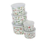 MOTHNUR 5pcs Enamelware Soup Bowls with Lids Thickened Food Storage Containers for Salads Noodles Rice Enameled Mixing Bowls for Kitchen Serving and Meal Prep