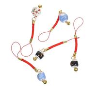 MOTHNUR 5pcs Fortune Cat Hanging Charms Ceramic Smartphone Pendant Keychain Decorations for Backpack and Phone Cute Lucky Cat Ornaments with Smooth Surface Practical Feng Shui Accessories