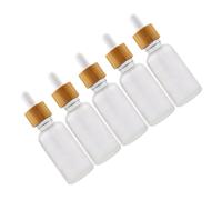 MOTHNUR 5pcs Glass Essential Oil Bottles with Bamboo Wood Rings Dropper Design Small Travel Perfume Containers Reusable Tiny Bottles for Liquids