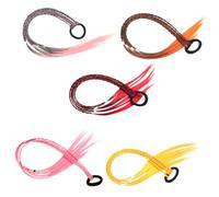 MOTHNUR 5Pcs Gradient Color Braid Hair Rope for Elastic False Braided Ponytail Wig Comfortable Hair Accessories for Daily Wear Parties Weddings and Gift