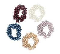 MOTHNUR 5pcs Handmade Pearl Elastic Hair Tie with Mixed Color Beads for Women and Girls Stylish Hair Accessories for Everyday Wear Chic Design for All Occasions