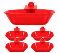 MOTHNUR 5pcs Large Automatic Chicken Watering Cups with Mounting Hole, Red Poultry Water Dispenser Bowls for Ducks, Geese, Turkeys - Cage Drinkers for Farm and Backyard Use