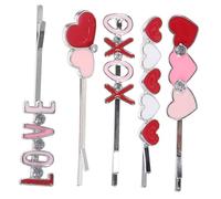 MOTHNUR 5pcs Vintage Heart Hair Clips Thin Bobby Pins for Women and Teen Love-themed Hairpins for Valentine Day Weddings Parties and Everyday Styling