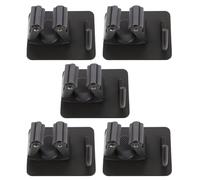 MOTHNUR 5Pcs Wall Mounted Broom and Mop Holder Hooks - Gunmetal Gray Stainless Steel Mop Clip Rack with Square Base for Bathroom and Kitchen Storage