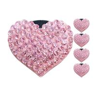 MOTHNUR 6Pcs Car Air Vent Clips Pink Rhinestone Heart Charms, Vehicle Perfume Diffuser Clips for Front Dash Vent Outlet, Car Interior Scent Diffusers for Automotive Use