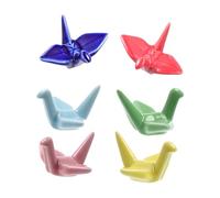 MOTHNUR 6pcs Ceramic Chopsticks Holder with Paper Crane Design Porcelain Racks for Chopsticks Forks and Spoons Easy to Clean Tableware Rest for Home and Restaurant Use