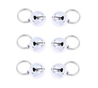 MOTHNUR 6pcs Copper Pet Jingle Bells Silver Color Metal Pendant Accessories for Dog Collars with Safety Quick Release Buckle and Ringing Sound