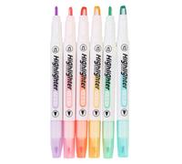 MOTHNUR 6Pcs Double-ended Highlighter Pens with Clear View Window Fine and Broad Tips Vibrant Pastel Colors No Barrel for School Office and Note Taking