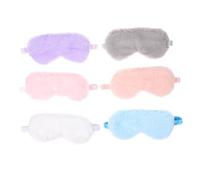 MOTHNUR 6pcs Faux Rabbit Plush Eye Masks Lightweight Breathable Covers for Home Travel Office Deep Light Blocking Comfortable Eye Relief
