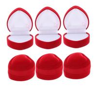 MOTHNUR 6pcs Heart Shaped Ring Box with Interior Elegant Engagement and Wedding Ring Holder for Proposal Ceremony Compact Portable Storage Case in Red and White