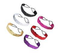 MOTHNUR 6pcs Mermaid Sequin Hair Bands Reversible Accessories for Women Stylish Elastic Hoops Silver Gold Rosy Purple for Parties Proms and Daily Wear Random Color