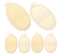 MOTHNUR 6pcs Natural Loofah Exfoliating Pads for Body Scrubbing Soft Cotton Linen Blend Deep Cleaning Shower Sponge for Newborns Boy Girl and Adults