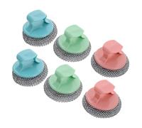 MOTHNUR 6pcs Stainless Steel Pot Cleaner with Ergonomic Handles Non-scratch Heavy Duty Metal Sponges for Nonstick Iron Frying Pans Kitchen Sink Cleaning Detachable Wire Scrubbers for Pots