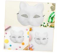 MOTHNUR 6pcs White Blank Fox Masquerade Masks Lightweight Breathable Animal Half Face Covers for DIY Painting Comfortable Fit for Halloween Cosplay Party Favors