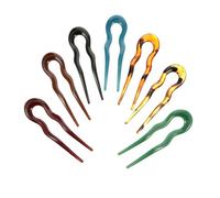 MOTHNUR 7pcs U-shaped Hair Forks Set, Plastic Leopard Print Wavy Barrettes, Multi-color French Twist Hairpins for Women, Retro Updo Hair Clips Suitable for Elegant Styling and Daily Wear