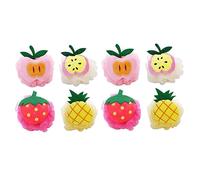 MOTHNUR 8pcs Fruit-Shaped Shower Poufs Soft Mesh Bath Sponge Body Scrubber Balls for Exfoliating and Foaming Cute Peach Pineapple Apple Strawberry Design with Hanging Lanyard for Bathroom