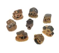 MOTHNUR 8Pcs Miniature Resin House Figurines Cute Tiny Cottage Ornaments for Desktop Decor Micro Garden Accessories Cartoon Style
