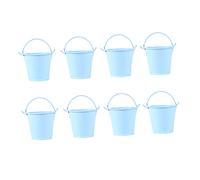 MOTHNUR 8pcs Miniature Tinplate Buckets Light Blue Flower Pots for Home Decor Small Planters for Mini Plants and Floral Arrangements Durable Containers
