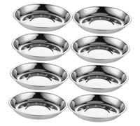 MOTHNUR 8Pcs Stainless Steel Round Plates Food Serving Trays Lightweight Kitchen Essentials for BBQ Parties Snacks and Fruit