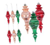 MOTHNUR 9pcs Shatterproof Christmas Ball Ornaments Tapered Tree Decoration Pendant Lightweight Holiday Hanging Decor for Party and Festive Xmas Setup in Red Green