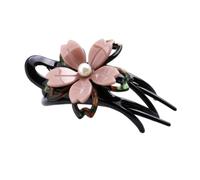 MOTHNUR Acrylic Flower Hair Bun Duckbill Clip Double Non-slip Ponytail Barrette for Thick and Thin Hair in Light Pink for Parties and Daily Wear