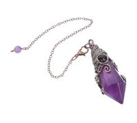 MOTHNUR Amethyst Spiritual Ornament Crystal Stone Decor Dowsing Pendulum Hexagonal Pendant Crystal Pendulums Quartz Dowsing Pendant