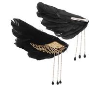 MOTHNUR Angel Wing Plume Hair Clips for Women and Decorative Tassel Hairpins with Alloy Design Reusable Bridal Hair Accessories for Weddings Parties Performances Black