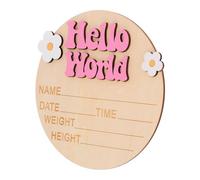 MOTHNUR Baby Milestone Sign and Newborn Announcement Sign for Nursery, Wooden Birth Announcement Plaque in Deep Pink for Baby Shower and Newborn Photography