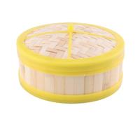 MOTHNUR Bamboo Steamer Basket with Lid Single Tier for Cooking Dim Sum Dumplings Buns Vegetables Rice Banded Chinese Food Steamer for Home Kitchen