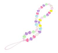 MOTHNUR Beaded Phone Chain Mobile Phone Lanyard Heart Charm for Smartphones Acrylic Bead Hanging Strap Suitable for Daily Use Random Color