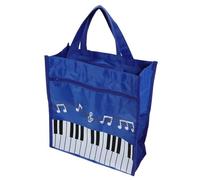 MOTHNUR Blue Musical Note Tote Bag for Girls and Students, Two-layer Music Book Storage Bag Handle, Portable Music Symbol Handbag for Teachers and Everyday Use