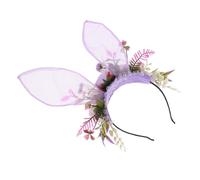 MOTHNUR Bunny Ears Headband for Women, Flocked Artificial Flower Rabbit Ear Hairband, Party and Cosplay Accessory, Adult Fairy Headpiece for Costume Events