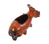 MOTHNUR Ceramic Animal Figurine Fountain Traditional Japanese Design Natural Water Flow Tabletop Garden Decor for Freshwater Tropical Fish Bowl and Aquatic Pet Habitat