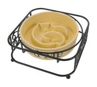 MOTHNUR Ceramic Slow Feeder Bowl for Dogs and Cats Elevated Maze Design Healthy Digestion Easy-clean Raised Pet Food Dish Suitable for Dry and Wet Food Small Pets Slow Eating Feeder