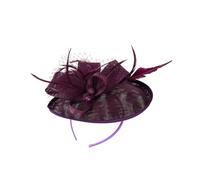 MOTHNUR Chic Veil Hair Band with Flower Party Headdress for Women Unique Photo Prop Accessory Deep Purple Elegant Headband for Female Gatherings and Gifts