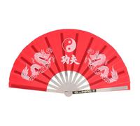 MOTHNUR Chinese Style Folding Tai Chi Fan Red Stainless Steel Performance Dance Prop Handheld Gift Decorative Portable for Kung Fu Martial Arts and Fitness