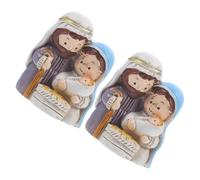 MOTHNUR Christmas Nativity Scene Resin Figurines 2pcs Set Jesus Holy Family Ornaments Religious Decorations for Christmas Tree and Holiday Display