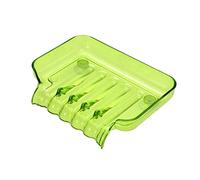 MOTHNUR Clear Green Bathroom Soap Dish with Suction Cups Hollow Drainage Tray for Shower and Sink Space Saving Wall Mounted Sponge Holder Easy to Attach Ceramic and Glass Surfaces