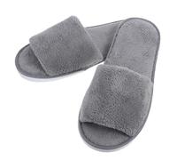 MOTHNUR Closed Toe Non-Slip Disposable Spa Slippers for Women Hotel Guest Travel Indoor Use 29cm Long Grey Coral Fleece 7mm Thickness