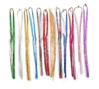 MOTHNUR Colorful Hair Tinsel Kit with Vibrant Strands and Braiding Tools Including Hook and Beading Tool Glitter Hair Extensions for Party Dance and Easy Hairstyle Transformation