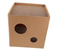 MOTHNUR Corrugated Cardboard Cat Scratcher Nest with Integrated Scratch Pad and Cozy Square Bed Safe Non-toxic Material for Indoor Cats Minimalist Design for Pet Supplies