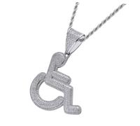 MOTHNUR Creative Wheelchair Pendant Necklace with Zircon Sterling Silver Hipster Chain Jewelry for Festivals Parties Travel Neck Decor for Street Style