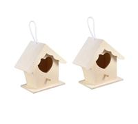 MOTHNUR Creative Wooden Hanging Bird House with Rope Outdoor Bird Feeder Nest for Garden Tree Wall Heart-shaped Birdhouses for Outside Decoration