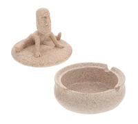 MOTHNUR Creative Yoga Stone Man Resin Ashtray with Lid Portable Windproof Ash Holder for Indoor Outdoor Use Unique Decorative Smoking Accessory for Home Office Study Easy-clean Design