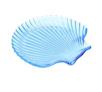 MOTHNUR Crystal Glass Scallop Dinner Plate Blue Ocean Style Fruit Dish for Snacks Nuts Candy Serving Easy to Clean Dishwasher Safe Tableware for Home Restaurant Bakery