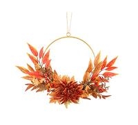 MOTHNUR Decorative Autumn Chrysanthemum Maple Leaf Wreath for Thanksgiving Simulated Garland with Bright Fall Leaves Elegant Indoor Outdoor Decor