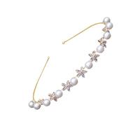MOTHNUR Delicate Thin Pearl Headband with Zircon Floral Design for Women, Elegant and Comfortable Hair Hoop for Daily Wear, Parties, Weddings, One Size Fits Most Girls