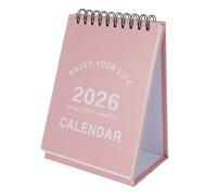 MOTHNUR Desktop Calendar Pink Compact Mini Monthly Flip Twin Wire Binding Standing Planner for Home Office School Personal Scheduling and Date Tracking