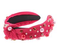 MOTHNUR Elegant Pearl Rhinestone Knotted Wide Headband for Women Decorative Hairband with Secure Fit Sophisticated Party Hair Accessory for Hair and Various Occasions