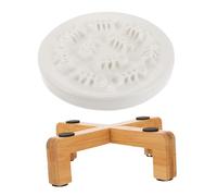 MOTHNUR Elevated Pet Slow Feed Bowl Set with Ceramic Dog Dish and Raised Wood Stand for Small Dogs Anti-spill Design Slow Eating Feeder for Puppies